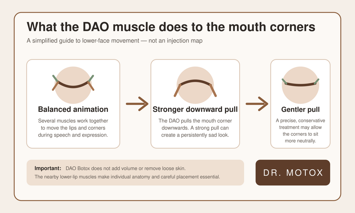 How the DAO muscle affects downturned mouth corners