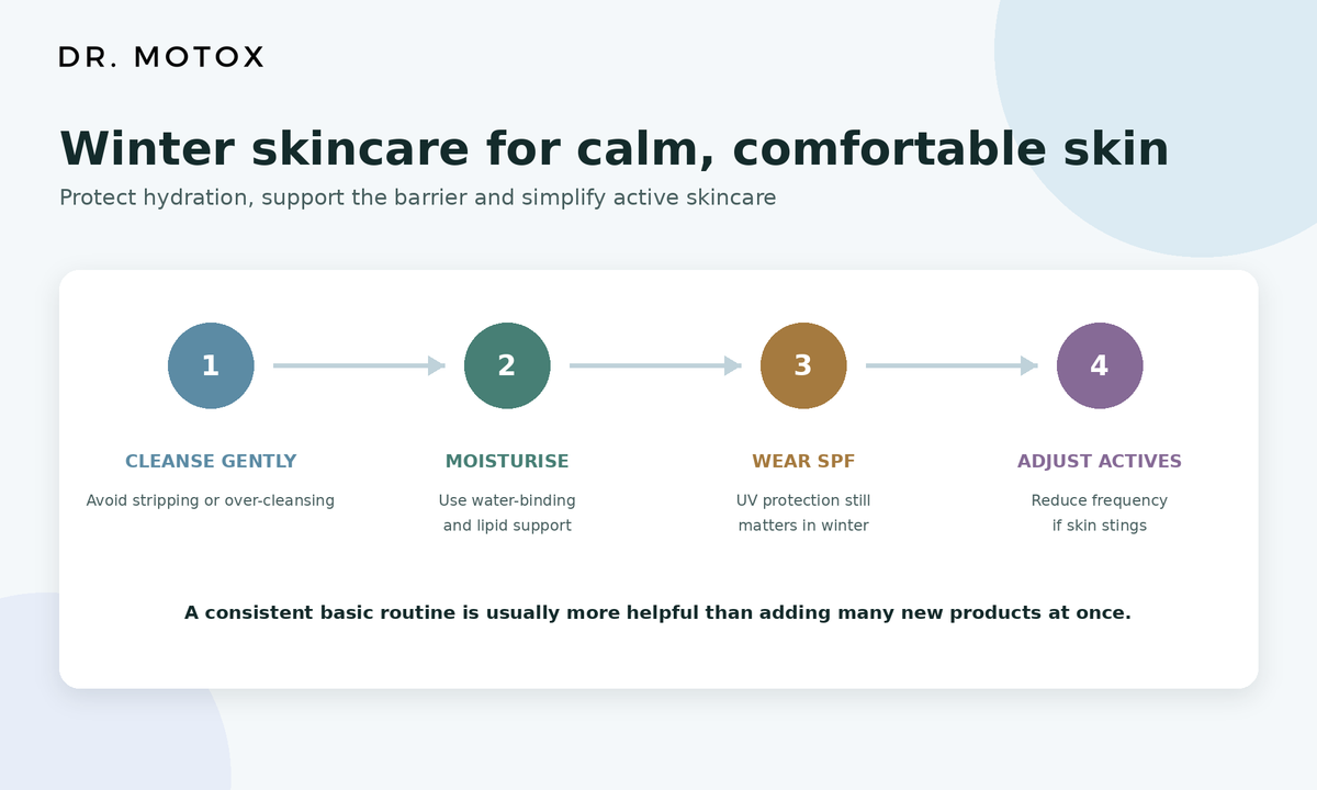 Four-step winter skincare routine for calm and comfortable skin