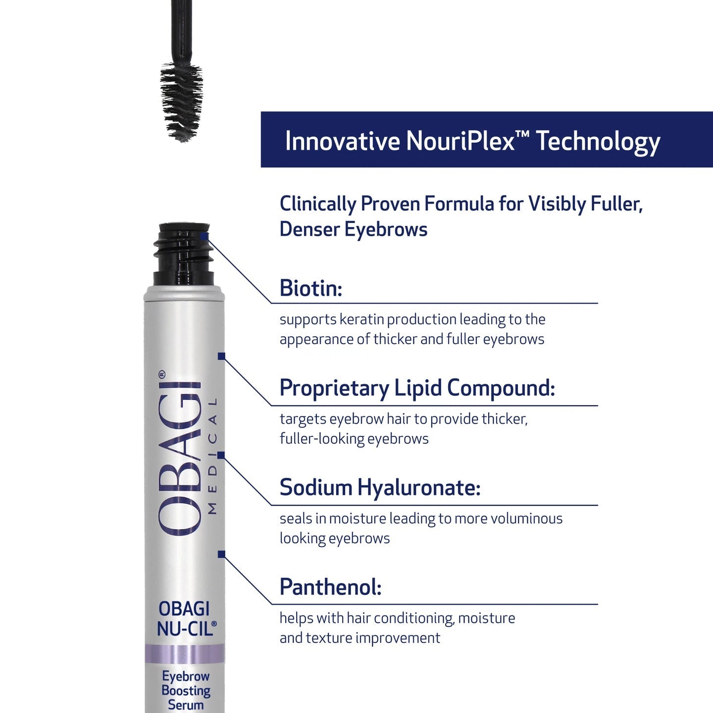 Obagi Nu-Cil® brow and lash duo set with eye-enhancing tools and products for fuller, defined eyebrows and lashes.
