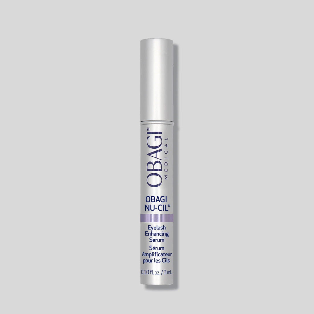 Obagi Nu-Cil eyelash enhancing serum in a 3ml tube, designed to improve lash length and fullness, shown in the image.