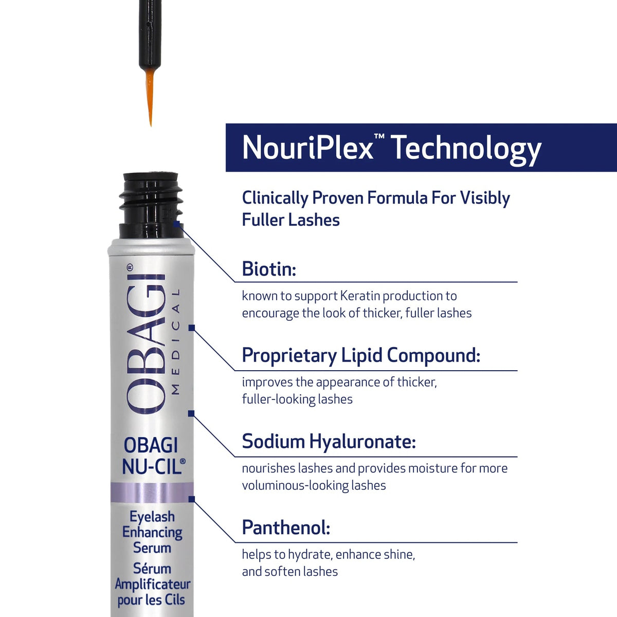 Obagi Nu-Cil® Brow and Lash Duo Set featuring eye, lash, and brow products with applicators on a neutral background.