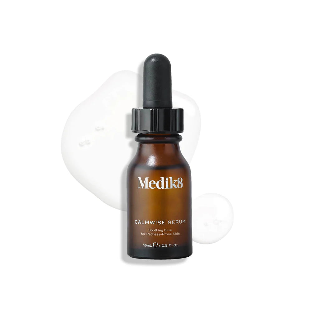 Medik8 Calmwise™ Serum anti-redness soothing facial serum in a 30ml bottle, designed to reduce redness and calm sensitive skin.