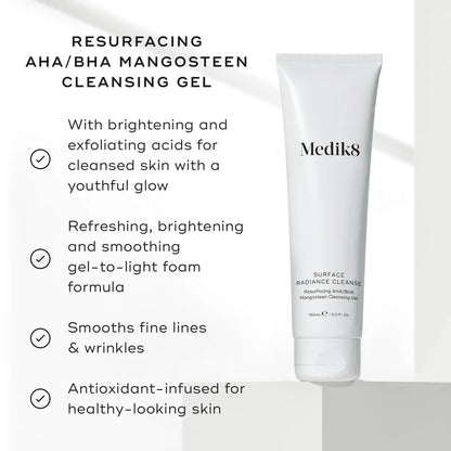 Medik8 Surface Radiance Cleanse™ – Exfoliating AHA/BHA Gel Cleanser
