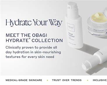 Obagi Hydrate facial moisturizer with long-lasting hydration, shown in a sleek jar with smooth, creamy texture.
