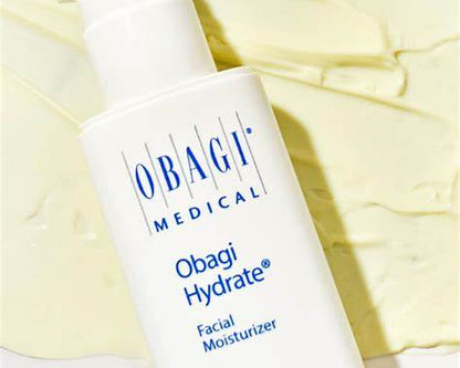 Obagi Hydrate facial moisturizer with long-lasting hydration, featuring a creamy texture and natural ingredients for skin moisture.
