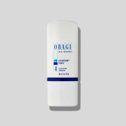 Obagi Nu-Derm Exfoderm Forte skincare cream jar with label, designed for exfoliating and revitalizing skin.