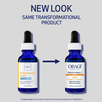 Obagi Professional-C Serum 10% packaging comparison.