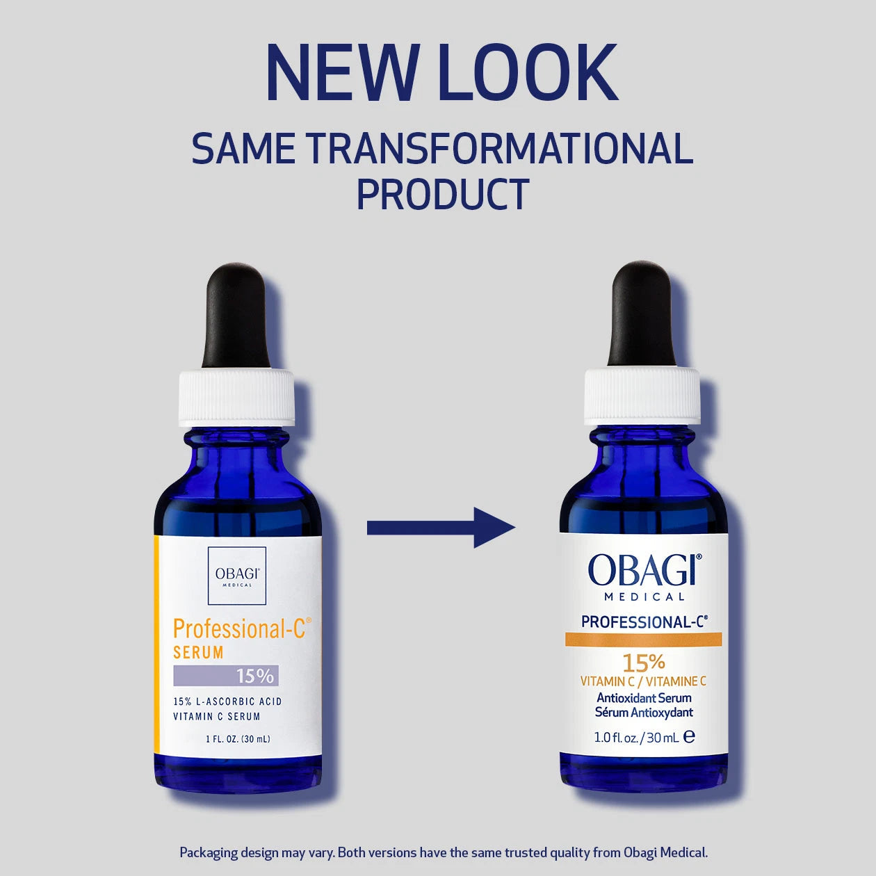 Obagi Professional-C Serum 15% packaging comparison.
