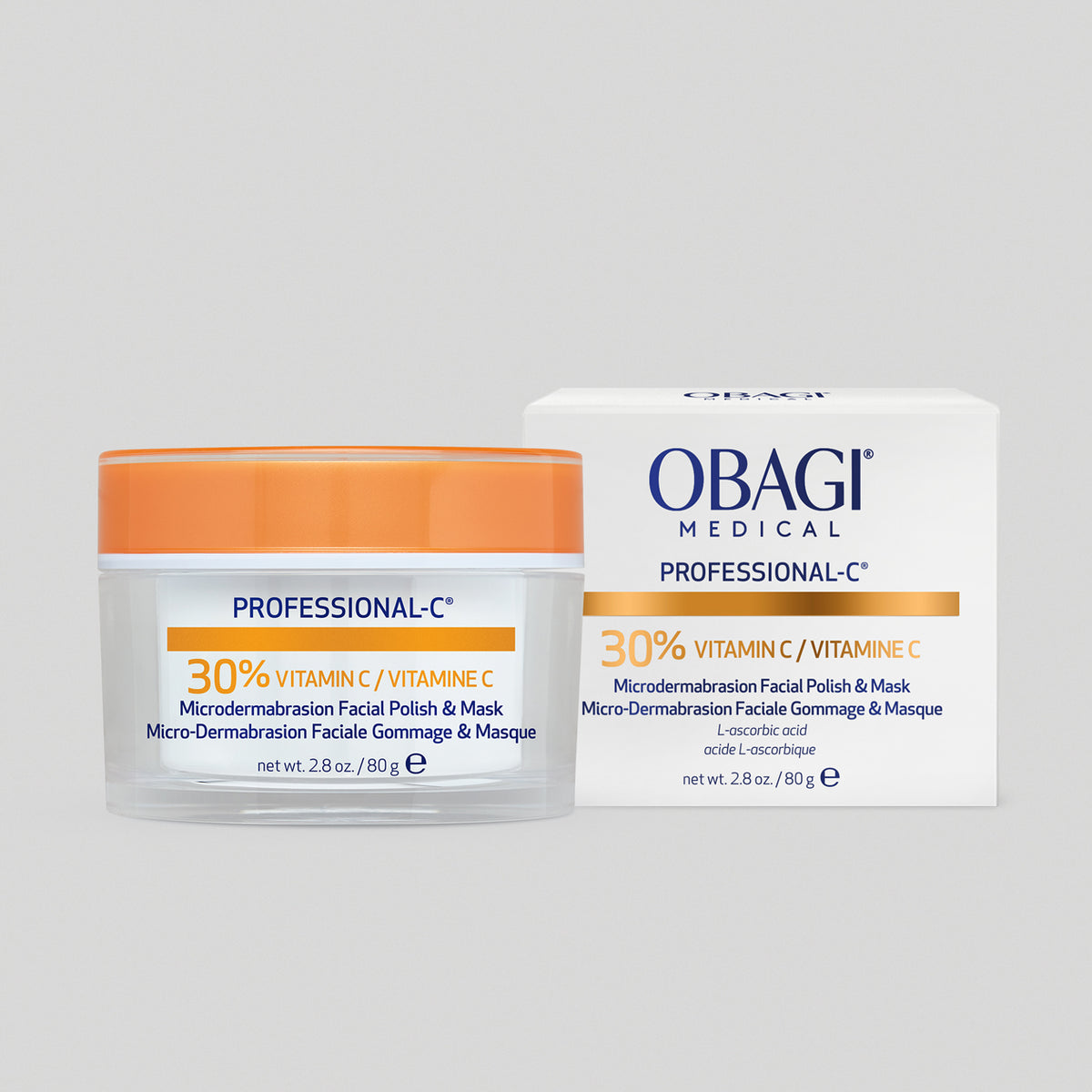 Obagi Professional-C Microdermabrasion Polish and Mask box with product packaging and branding for skincare treatment.