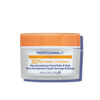 Obagi Professional-C Microdermabrasion Polish and Mask jar, skincare treatment with brightening and exfoliating properties.