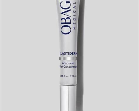 Obagi ELASTIderm Advanced Filler Concentrate skincare product in a 20ml bottle, designed to improve skin firmness and elasticity.