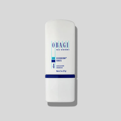 Obagi Nu-Derm Exfoderm Forte skincare cream in a jar, designed for exfoliating and rejuvenating skin.