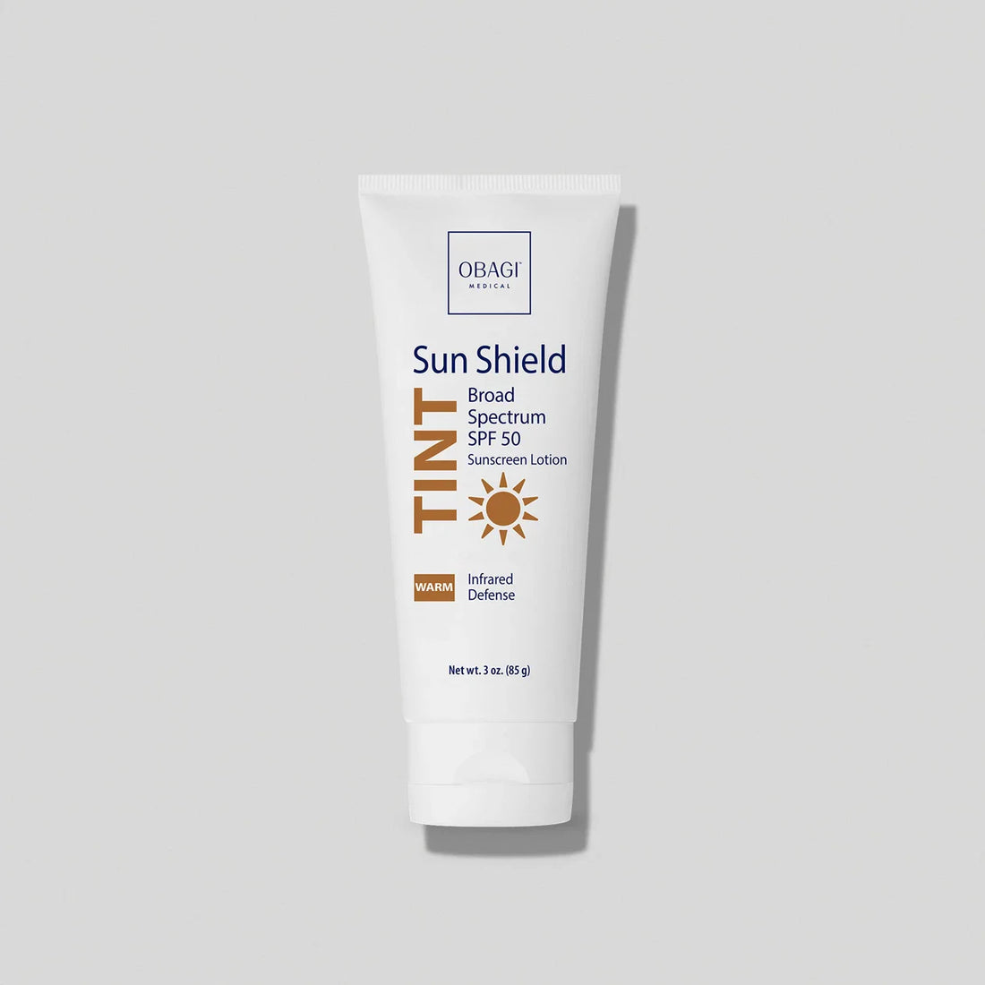 Obagi Sun Shield Tint Broad Spectrum SPF 50 Warm, skincare product with tinted formula for sun protection and warm complexion.